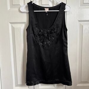 Whistles 100% silk black embellished tank size 4